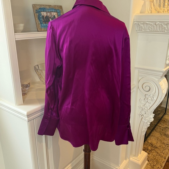 Catherine Gee NWT Daria French Cuff Silk  Blouse 100% Silk Charmeuse Orchid XL - Picture 5 of 11